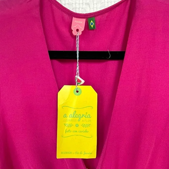 Farm Rio Allegris Fuscia Tie Front Flutter Dress SZ 8 NWT - Picture 3 of 10